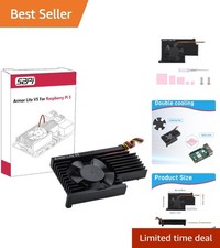 Efficient Aluminum Heatsink with Cooling Fan for Raspberry Pi 5 Install Kit