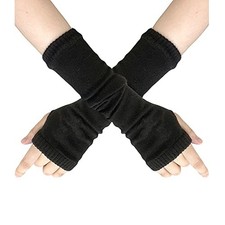 JKJF 1 Pair Women Goth Arm Sleeve Cool Rock Hip Hop Punk Gloves Black