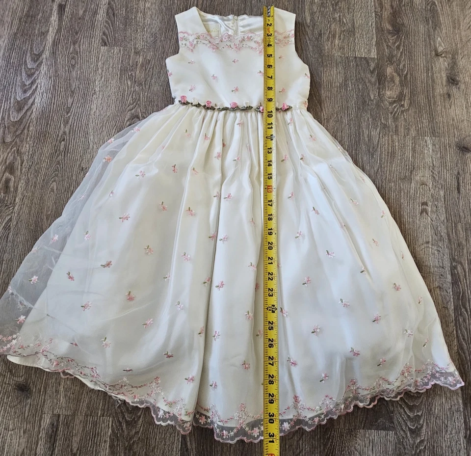 Cinderella Girls Mesh Embroidered Floral Dress W/Matching Doll Dress Girls Sz 6X - Image 4 of 4