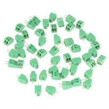 50pcs 2 PinTerminal Block Connector 2.54mm Pitch Green PCB Universal Screw Te...