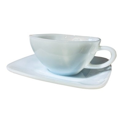 Vintage Anchor Hocking Glass ''Fire King'' CHARM Azurite Blue Cup and Saucer Set