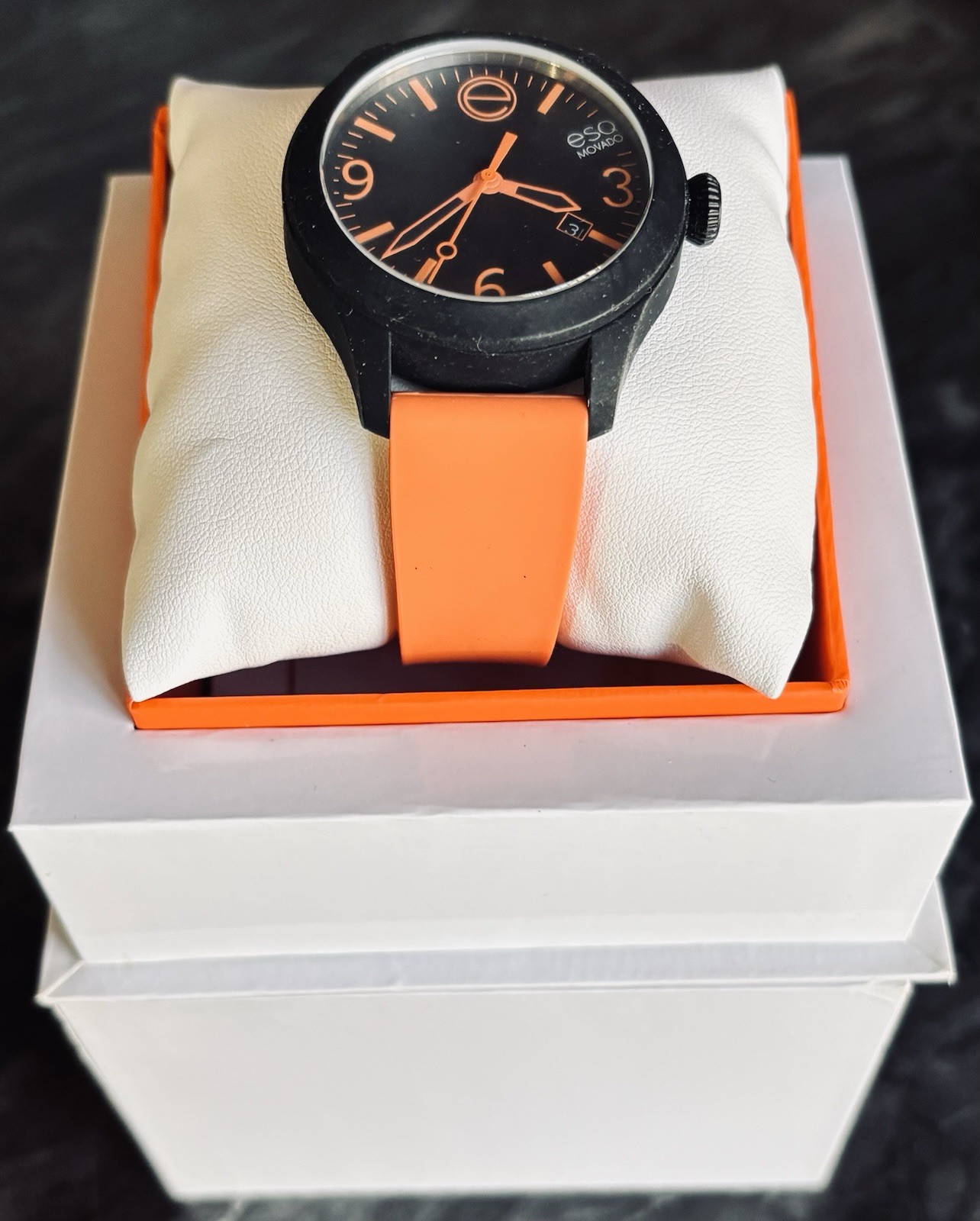ESQ by Movado One Series – Black & Orange – Unworn – Original Box