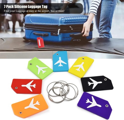 7 Pack Silicone Luggage Tag Baggage 3.6 X 2 X 0.25 inches, Multicolored - 第 5/7 張圖片