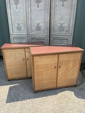 ATEMBERAUBENDES PAAR MID CENTURY KIRCHEN-/SCHULSCHR&Auml;NKE VINTAGE AUFBEWAHRUNGSSCHRANK