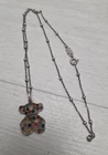 Vintage TEDDY BEAR Sterling Silver Necklace TOUS Brand Sapphire Pendant Fashion