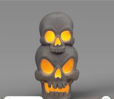 Light Sound Stacked Skulls Outdoor Halloween Decorative Prop Hyde Eek Battery