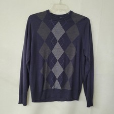 Dockers Mens Navy Blue Argyle Crew Neck Sweater Large Acrylic