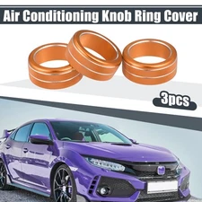 3Pcs Orange Aluminum AC Climate Control Knob Ring Covers for Honda Civic 21 22