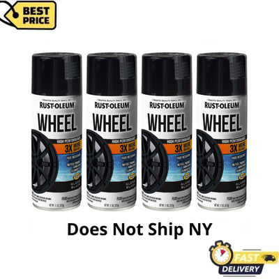 Rust-Oleum Black Wheel Spray Paint, 3X Gloss Automotive Rim Coating, 11oz 4 Pack