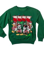 Disney Mickey Mouse Sweatshirt Light Up Ugly Christmas Sweater Green 3D XXS
