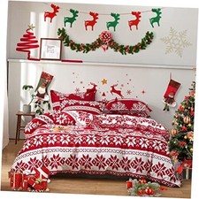Christmas Duvet Cover Set Queen 1 duvet cover  2 pillow shams Snowflake