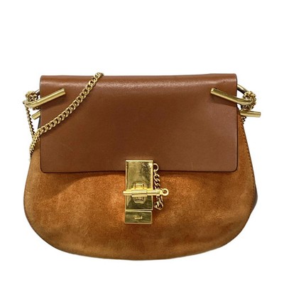 Chloe Drew Shoulder Bag 3S1031-H0X Brown Dark Brown Suede Leather Women's
