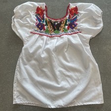 Mexican white cotton handmade embroidered top smock Toddler Girls 3 Mexico Cute 