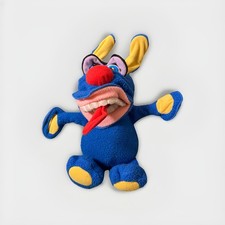 Vintage 1987 Fisher Price Funny Freaky Freddy Blue Monster Posable Plush Med