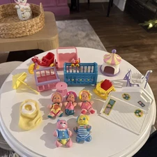 so small babies galoob Lot Beenie Cradle Stroller Baby Dog 1989 Vintage Toy