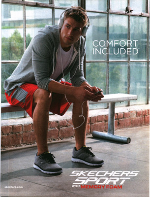 2015 Skechers Sport Print Ad Memory Foam Sneakers Men's Fitness Gym Shoe Art