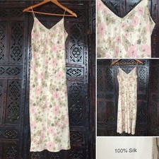 J.Crew 100% Silk Bias Cut Floral Slip Dress Womens 6 Strap Tea Pink VTG 90s
