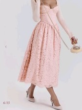 House Of CB Duchess Ballerina Pink Lace Skirt With Pockets/Side Zipper, Size S