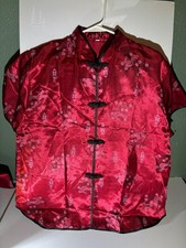 Chinese Design Inspired, Satin, 2XL Childs Pajama Set or women's small 