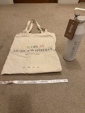 Coldplay Water Bottle, VIP Tote Bag + Wristband. Music Of The Spheres Tour. NEW