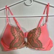 Victoria's Secret The Getaway Halter Bikini Top Pink Scalloped 34DD Underwire