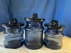 Cobalt Blue Vintage LE Smith Heavy Glass Milk Can Cookie Jar Canister Set of 3