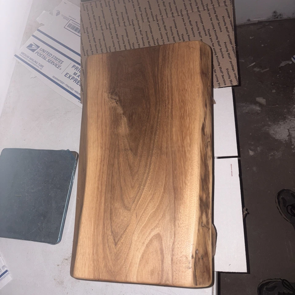 Handcrafted black walnut live edge stool 20”x12x10” Made USA - Image 2 of 4