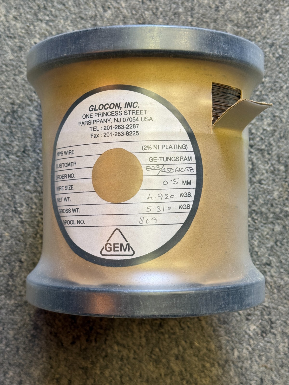 Nickel Wire 2% NI Plating 0.5mm 5.7kg With Spool Genuine Boxed KGS 4920