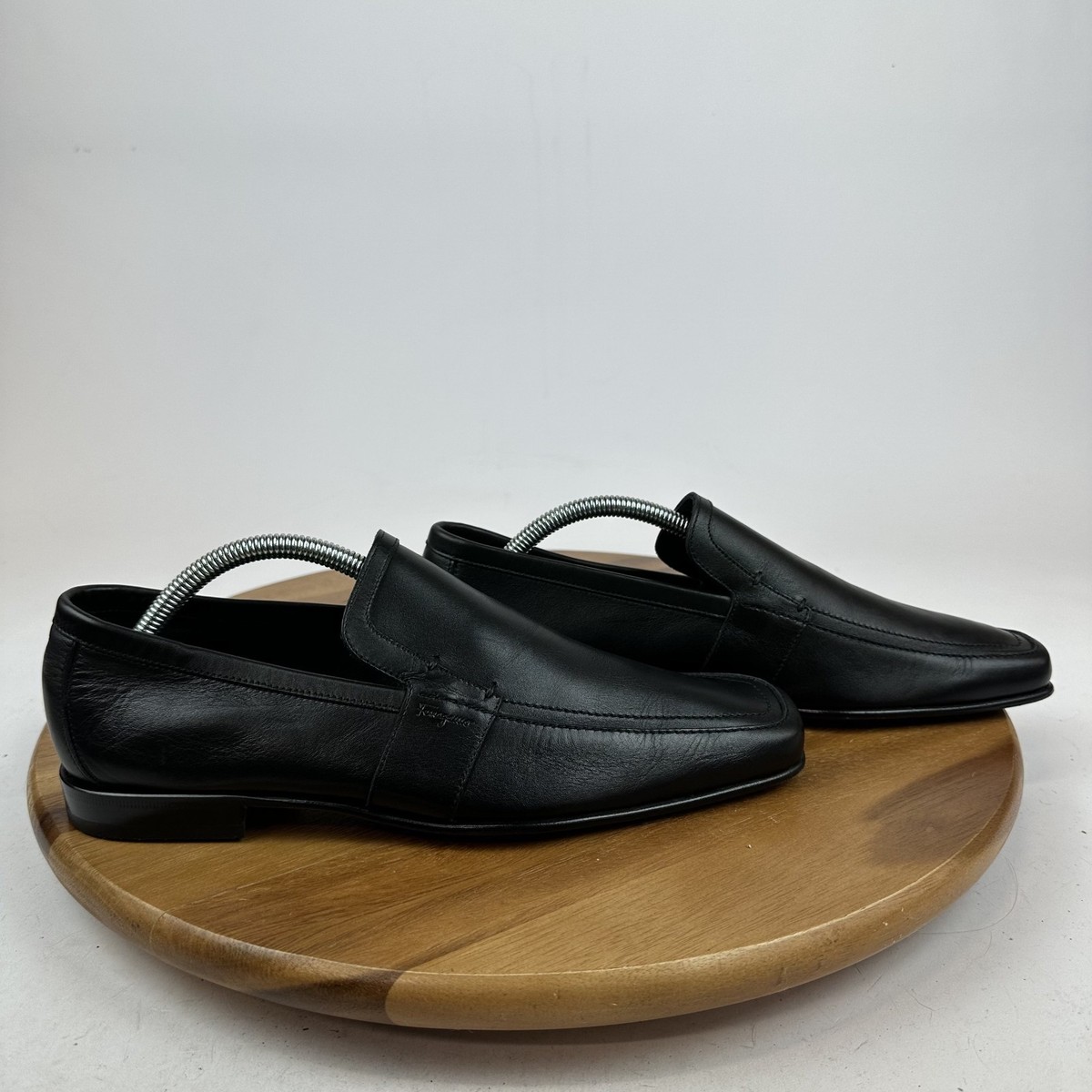 Mens Salvatore Ferragamo Black Leather Square Toe Comfort 