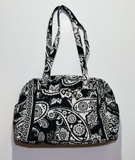 Vera Bradley Baby Diaper Bag, Full Zip, Paisley, Black/White
