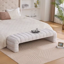 69.7"W Modern Upholstered Armless Bed Bench,Chenille Tufted Ottoman Foot Stool