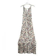 American Eagle Maxi Womens Size Medium Long Floral Keyhole Tassel Tie Dress