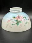 Antique Hand Painted Opal Milk Glass Library Oil Lamp Shade 10" Fitter