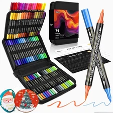 72 Colors Acrylic Paint Pens, Dual Tip Paint Markers with Brush Tip and Fine ...