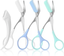 3pcs Eyebrow Scissors Trimmer with Comb Razor Green Blue