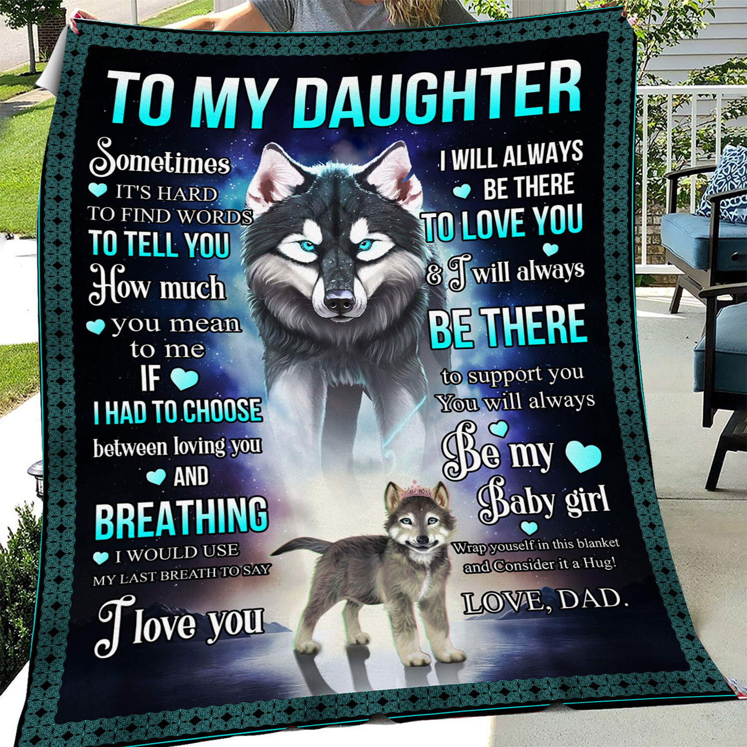 Lion Blanket for Daughter, Beside You My Heart Fleece Gift for Birthday Xmas
