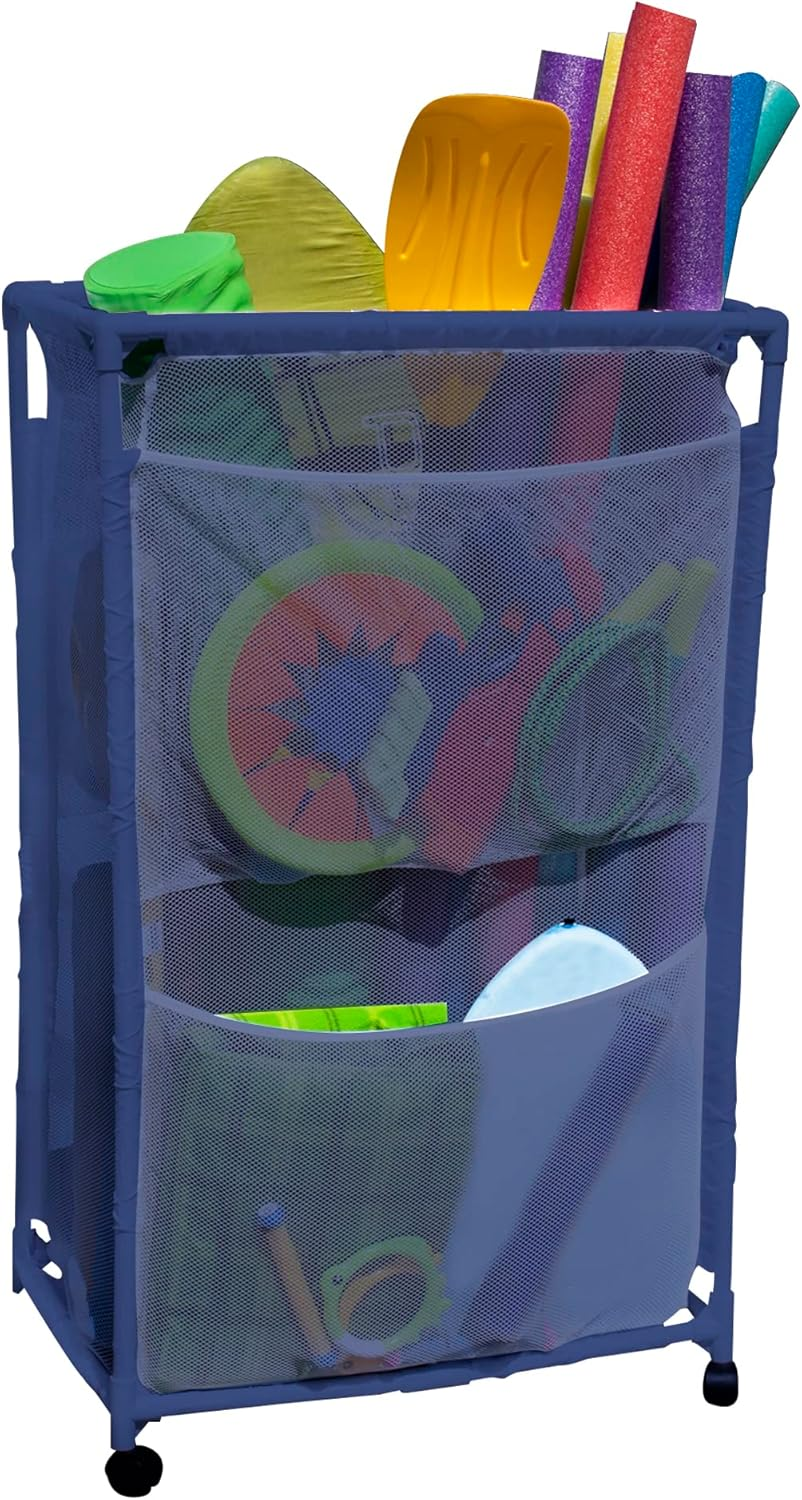 Space-Saving Slim Rolling Pool Noodle Organizer Bin 14.4x24.6 Inches