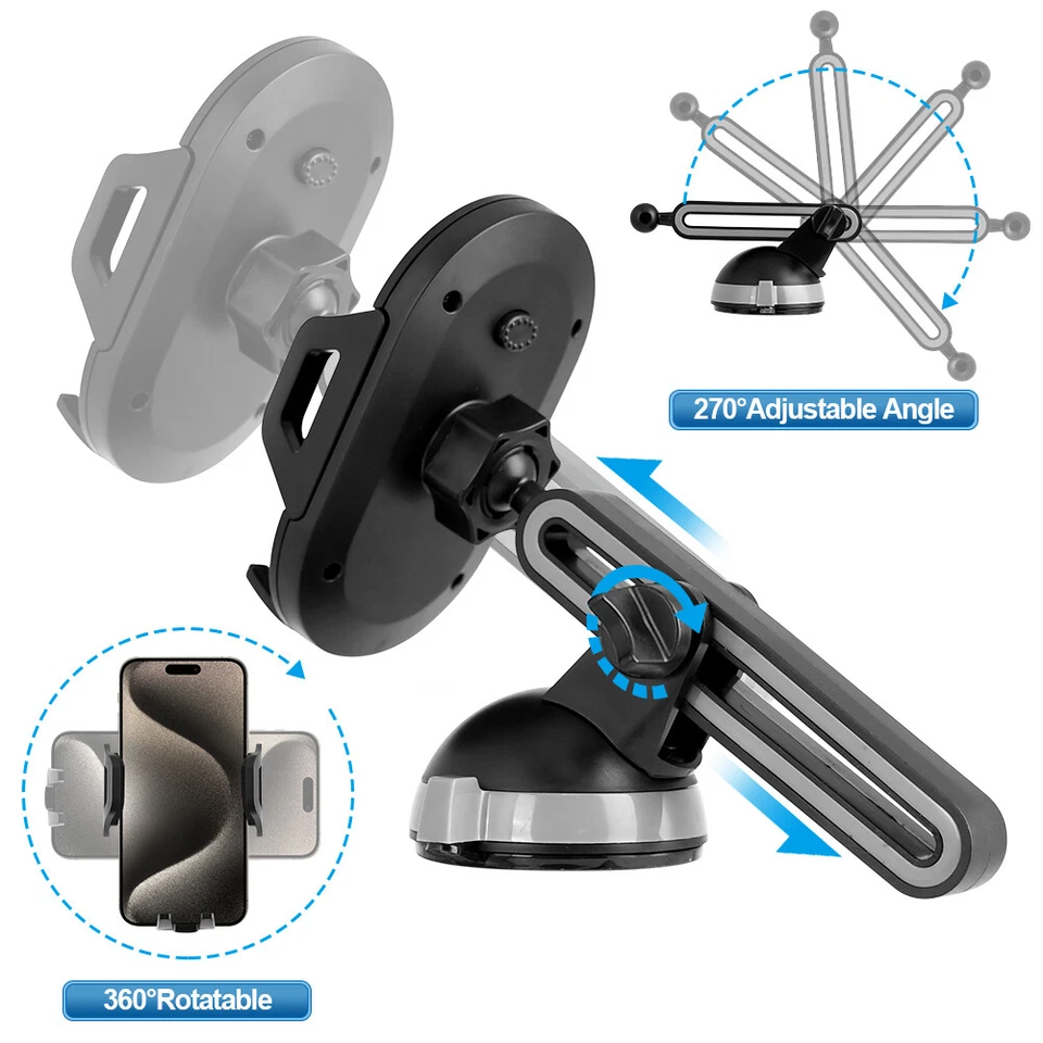 360° Phone Mount Holder Car Windshield Stand For iPhone 15 14 13 12 11 Android - Image 3 of 4
