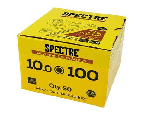 Forgefix Coach Schraube Sechskantkopf Zy M10 X 50mm Kiste 50 Spectre FORSCS105 - Picture 2 of 2