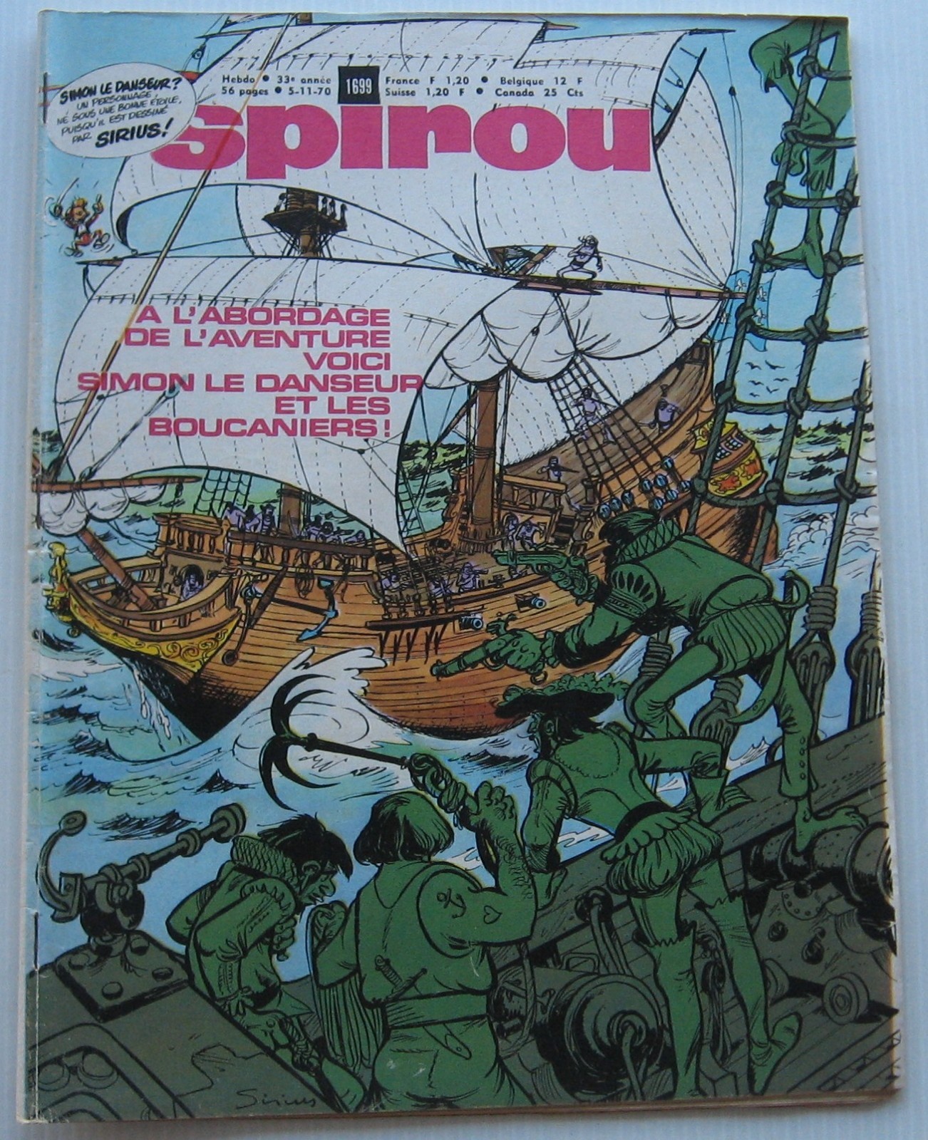Journal Spirou No. 1699 Mini Story Sciences And Technical Buccanears 1970 Fine