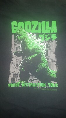 GODZILLA ''World Destruction Tour'' Double 2 Sided black T Shirt XL