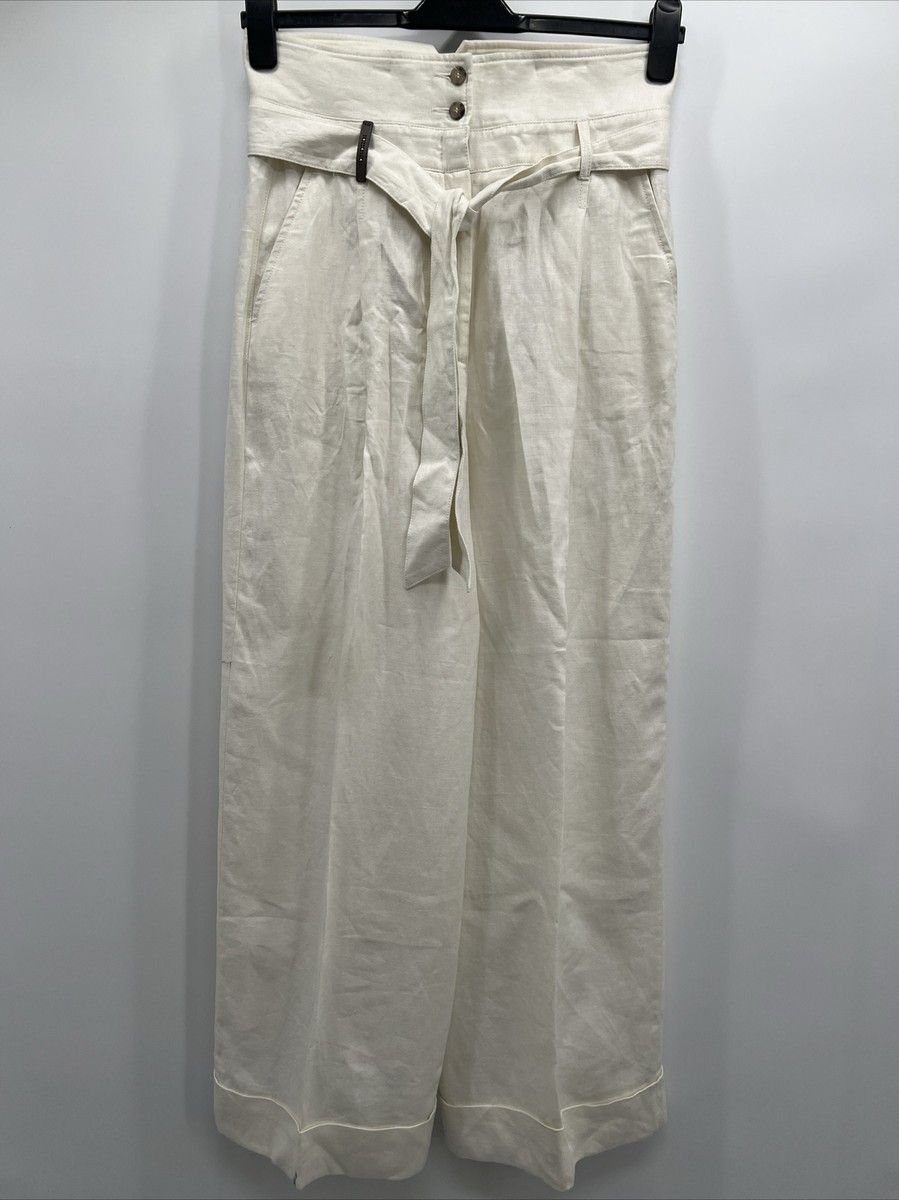 パンツ Peserico Pleated White Trousers With Hidden Closure Peserico Pleated Wide-leg Trousers With Hidden Front Closure