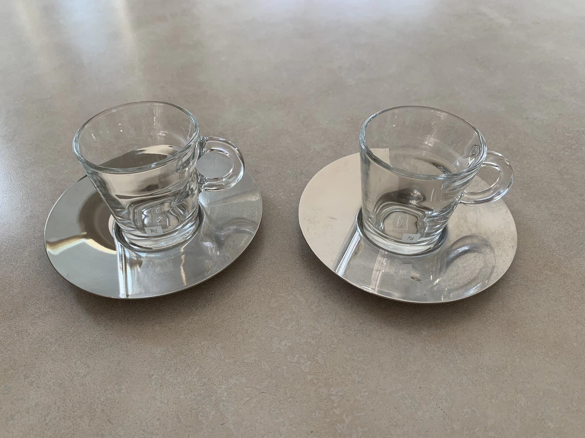 Set Of Nespresso View Espresso Glass Cup & 2 Tone Stainless Steel Saucer  Atelier