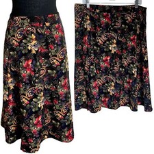 Sag Harbor vintage 90s hippie floral boho preppy a-line midi skirt size 16 / 1x