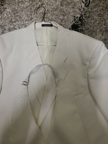 Mens PERRY ELLIS Suit Jacket & Vest- XL -48 Light Cream- Mint Condition - Picture 3 of 8