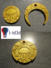 Médaillon mystérieuses cités d'or imprimé en 3d en PLA couleur or diamètre 6cm