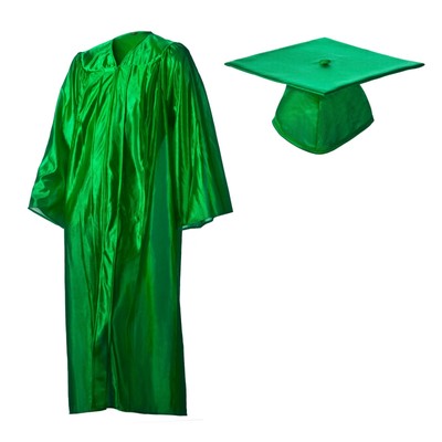 Shiny Green Cap and Gown for Graduation - Seconds