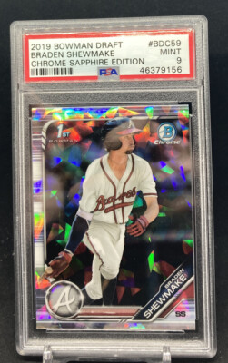 2019 Topps Bowman Draft Chrome Sapphire Edition Braden Shewnake 1st Bowman PSA 9