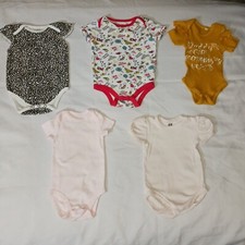 Baby Girls One Piece Body Suit Mixed Sizes 1-6 Months Pink Gold Leopard Lot of 5