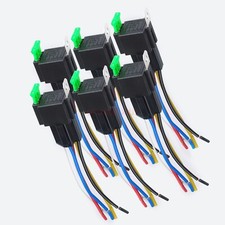 6 Pack 30A Fuse Relay Switch Harness Set 12V DC 5-Pin SPST Automotive Relays
